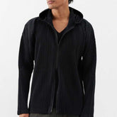 Pleated Two-way Zipper Hooded Sweater Men's Casual High-grade Three-dimensional Profile